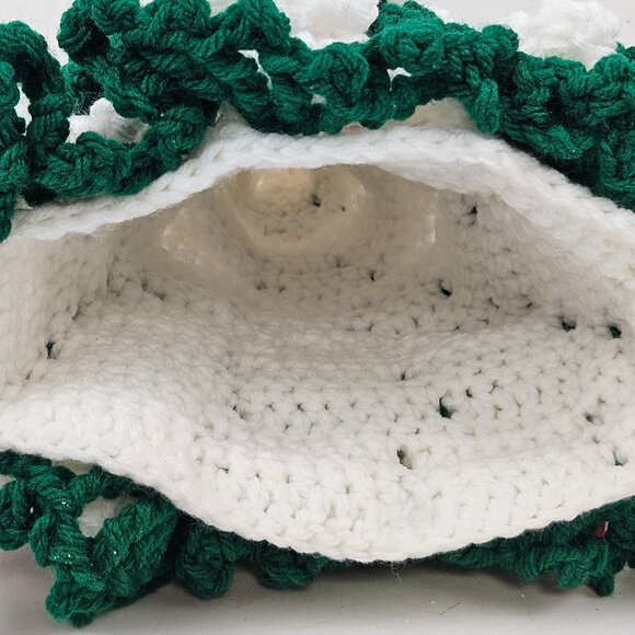 Vintage Crochet Christmas Tree Gree White Yarn Hand Crafted Tree Topper Decor - Picture 8 of 10